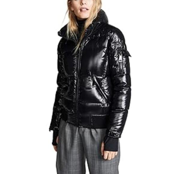 SAM Freestyle Bomber Jacker Puffer Black Shiny Size Medium - Picture 2 of 12
